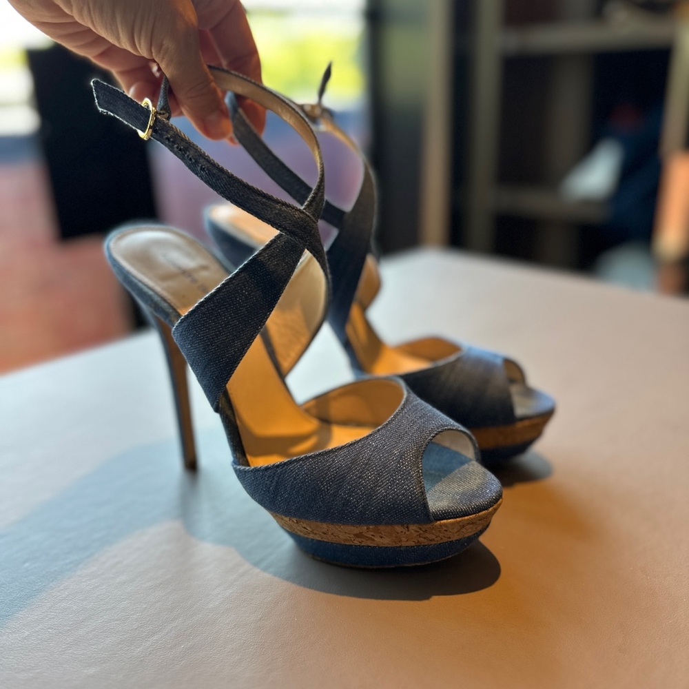 Alexandre Birman Navy Open-Toe Heels